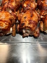 Roast chicken on row Royalty Free Stock Photo