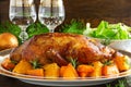 Roast duck with pumpkin Royalty Free Stock Photo