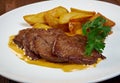 Roast fillet beef with potatoes Royalty Free Stock Photo