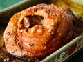 Roast golden crispy german pork knuckle Royalty Free Stock Photo