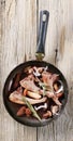 Roast lamb chops and mushrooms Royalty Free Stock Photo