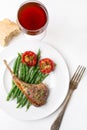 Roasted Lamb Cutlet with Green Beans Royalty Free Stock Photo