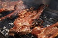 Roast lamb steak on the grill. Royalty Free Stock Photo