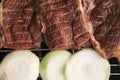 Roast meat on electrical roaster Royalty Free Stock Photo