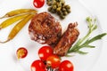 Roast meat medallion with cherry Royalty Free Stock Photo