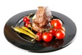 Roast meat medallion with cherry Royalty Free Stock Photo