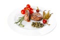 Roast meat medallion with cherry Royalty Free Stock Photo