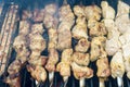 Roast of meat skewers over charcoal being BBQ Royalty Free Stock Photo