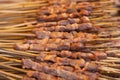 Roast mutton cubes on a skewer Royalty Free Stock Photo