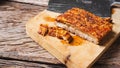 Roast Pork Belly on wooden Royalty Free Stock Photo