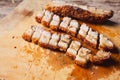 Roast Pork Belly on wooden Royalty Free Stock Photo