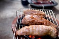 Roast pork on charcoal stove Royalty Free Stock Photo