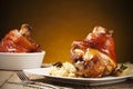 Roast pork knuckle served with boiled cabbage, Royalty Free Stock Photo