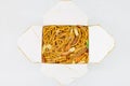 Roast Pork Lo Mein in a Chinese Takeout Box Royalty Free Stock Photo