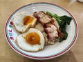 Roast Pork Rice with Fried Egg Royalty Free Stock Photo