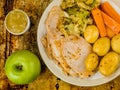 Roast Pork and Vegetables Sunday Lunch Royalty Free Stock Photo