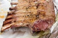 Roast rack of lamb on tinfoil