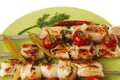 Roast shish kebab with vegetables Royalty Free Stock Photo