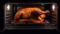 Roast turkey, chicken meat, grilled freshness, cooked, homemade, healthy eating generated by AI