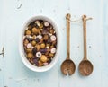 Roast young potato salad with radish and soft Royalty Free Stock Photo