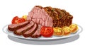 Roastbeef with baked poatoes Royalty Free Stock Photo