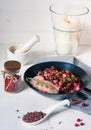 Roastbeef with seasoned beetroot and cranberries Royalty Free Stock Photo
