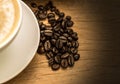 Roaste coffee beans On the old background Royalty Free Stock Photo