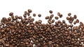 Roasted arabica coffee beans isolated on white background. Group of brown grains Royalty Free Stock Photo