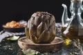 Roasted artichoke and catalan romesco sauce Royalty Free Stock Photo