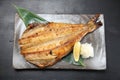 Roasted atka mackerel with lemon Royalty Free Stock Photo