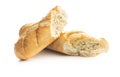 Roasted baguette with garlic butter. Crunchy sliced garlic bread Royalty Free Stock Photo