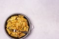 Roasted or Baked Potatoes With Spice in Black Bowl on Light Gray Background Tasty Homemade Dish Dinner Grilled Potatoes Copy Space