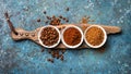 Roasted beans and ground coffee for morning espresso Royalty Free Stock Photo