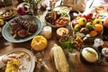 Roasted Beef Food Thanksgiving Table Setting Concept Royalty Free Stock Photo
