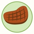 Roasted beef. Grilled steak icon. Meat, BBQ