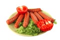 Roasted beef sausages Royalty Free Stock Photo