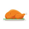 Roasted bird on a platter Royalty Free Stock Photo