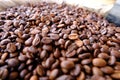 Roasted brown coffee beans can be used as a background and texture Royalty Free Stock Photo