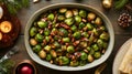 Roasted brussels sprouts with bacon Royalty Free Stock Photo
