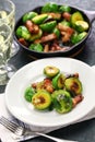 Roasted brussels sprouts with bacon Royalty Free Stock Photo