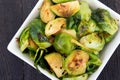 Roasted brussels sprouts with bacon Royalty Free Stock Photo