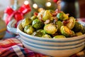 Roasted brussels sprouts in a bowl Royalty Free Stock Photo