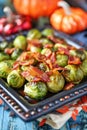 Roasted brussels sprouts in a bowl Royalty Free Stock Photo