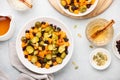 Roasted brussels sprouts salad with butternut squash