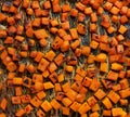 Roasted butternut squash cubes, top view Royalty Free Stock Photo