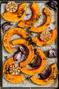 Roasted Squash Slices with Red Onions Royalty Free Stock Photo