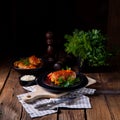 Roasted cabbage rolls with rice and minced meat according to the recipe of omas Royalty Free Stock Photo