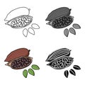 Roasted cacao beans icon in cartoon style isolated on white background. Herb an spices symbol stock vector illustration.