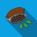Roasted cacao beans icon in flat style isolated on white background. Herb an spices symbol stock vector illustration.