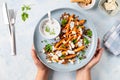 Roasted Carrot Lentil Salad with Feta, Yogurt and Dill.